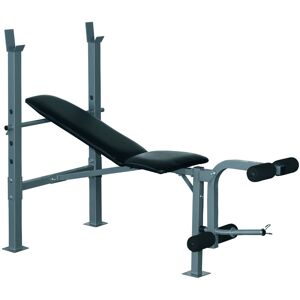 Homcom - Banc de musculation Fitness entrainement complet dossier réglable curler - Gris - Publicité