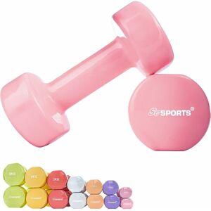 Scsports - Jeu d'Haltères en Vinyle - Paire, Poids 2 x 0,5 kg, en Fonte, Hexagonal, Antidérapant, Adaptées au Sol, Rose Pastel - Haltères Hexagonaux pour Pilates et Aérobic, Fitness à la Maison - Publicité