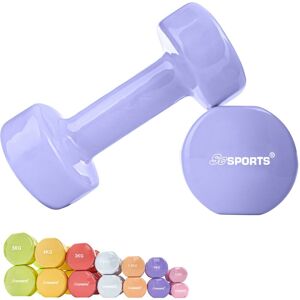 Scsports - Jeu d'Haltères en Vinyle - Paire, Poids 2 x 1 kg, en Fonte, Hexagonal, Antidérapant, Adaptées au Sol, Violet Pastel - Haltères Hexagonaux, Pilates, Aérobic, Fitness à la Maison - Publicité