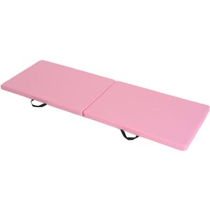 Homcom - Tapis de gymnastique yoga pilates fitness pliable portable grand confort 180L x 60l x 5H cm revêtement synthétique rose - Rose - Publicité