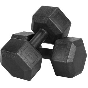 Yaheetech Lot de 2 Haltères Hexagone / Paire d'haltères 5 kg Dumbbell Musculation Fitness pour Homme et Femme Entraînement Musculaire et Haltérophilie en Fer et PVC Noir - Publicité