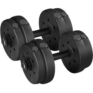 Yaheetech - Ensemble d'haltères 15kg Kit d'haltères Musculation Set d'haltères Réglables avec Plaques Paire d'haltères Fitness Gym à Domicile Noir - Publicité