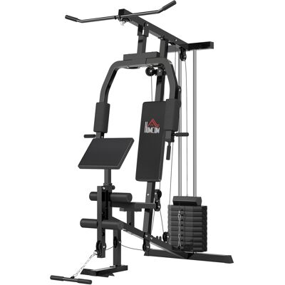 MRTRS Station De Musculation Multifonctionnelle À Domicile Avec Poulie Haute, Poulie Basse, Barre Courte Pour Biceps, Presse Pectorale, Presse À Jambes, Machine Papillon, Haltères De 45 Kg, Noire - Publicité MRTRS Station De Musculation Multifonctionnelle À Domicile Avec Poulie Haute, Poulie Basse, Barre Courte Pour Biceps, Presse Pectorale, Presse À Jambes, Machine Papillon, Haltères De 45 Kg, Noire - Publicité