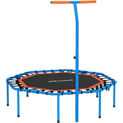 ACKERMAN Trampoline De Fitness, Trampoline D'Entraînement Avec Barre De Maintien Réglable, Stable Et Silencieux, Pour Une Utilisation En Intérieur, En Acier, Bleu - Publicité ACKERMAN Trampoline De Fitness, Trampoline D'Entraînement Avec Barre De Maintien Réglable, Stable Et Silencieux, Pour Une Utilisation En Intérieur, En Acier, Bleu - Publicité