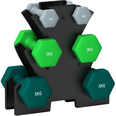 ACKERMAN Ensemble D'Haltères 6 Haltères Courtes Avec Support D'Haltères, 2 X 1kg, 2 X 3kg, 2 X 5kg Ensemble D'Haltères En Métal Pour Fitness, Gymnastique, Maison - Publicité ACKERMAN Ensemble D'Haltères 6 Haltères Courtes Avec Support D'Haltères, 2 X 1kg, 2 X 3kg, 2 X 5kg Ensemble D'Haltères En Métal Pour Fitness, Gymnastique, Maison - Publicité