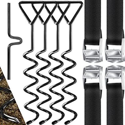 OEM Piquets D'Ancrage Spirales Sangles De Serrage Kit Ancrage Résistance 900kg Acier Inoxydable Fixations Pour Trampoline Sécurité - Publicité OEM Piquets D'Ancrage Spirales Sangles De Serrage Kit Ancrage Résistance 900kg Acier Inoxydable Fixations Pour Trampoline Sécurité - Publicité