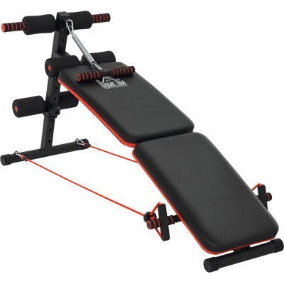 HEAT Banc De Musculation Abdominale Avec Cordes Élastiques, Banc D'Exercice Multifonctionnel, Réglable Et Pliable, Capacité De Charge 110 Kg, Acier, Noir Et Rouge, 137 X 51 X 50-66 Cm - Publicité HEAT Banc De Musculation Abdominale Avec Cordes Élastiques, Banc D'Exercice Multifonctionnel, Réglable Et Pliable, Capacité De Charge 110 Kg, Acier, Noir Et Rouge, 137 X 51 X 50-66 Cm - Publicité