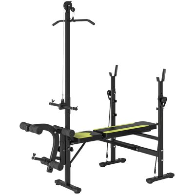 HEAT Banc De Musculation Multifonctionnel Avec Dossier Réglable Sur 3 Niveaux, Repose-jambes Et Barre Supérieure, 175 X 110 X 202 Cm, Noir - Publicité HEAT Banc De Musculation Multifonctionnel Avec Dossier Réglable Sur 3 Niveaux, Repose-jambes Et Barre Supérieure, 175 X 110 X 202 Cm, Noir - Publicité
