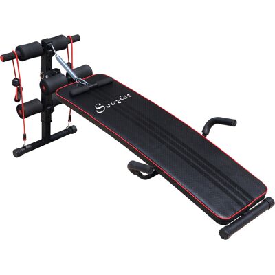 HEAT Banc Multifonction Avec Rameur À Ressort, Dossier Réglable Et 2 Cordes Élastiques, 55,5 X 137,5 Cm, Noir - Publicité HEAT Banc Multifonction Avec Rameur À Ressort, Dossier Réglable Et 2 Cordes Élastiques, 55,5 X 137,5 Cm, Noir - Publicité