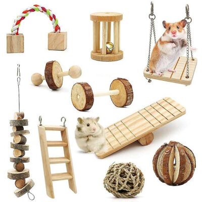 ALLAUVE Ensemble De Jouets À Mâcher Pour Lapins : Balançoire En Bois, Échelle Et Bascule. Jouet Pour Ronger Les Dents Des Petits Animaux. Publicité ALLAUVE Ensemble De Jouets À Mâcher Pour Lapins : Balançoire En Bois, Échelle Et Bascule. Jouet Pour Ronger Les Dents Des Petits Animaux. Publicité
