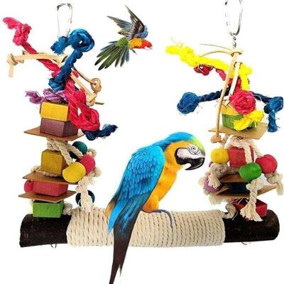 Scotch Jouet Perroquet Pont Échelle Balançoire Perché Jouets Morsure Escalade Décoration Cage Oiseaux - Publicité Scotch Jouet Perroquet Pont Échelle Balançoire Perché Jouets Morsure Escalade Décoration Cage Oiseaux - Publicité