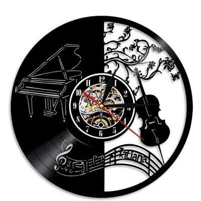 HONORNIC Horloge Murale En Vinyle Musical - Horloge Murale Instrument De Musique Violon Piano - Horloge En Vinyle - Décoration Murale Pour Salon - Cadeau Unique Pour Les Mélomanes - Publicité HONORNIC Horloge Murale En Vinyle Musical - Horloge Murale Instrument De Musique Violon Piano - Horloge En Vinyle - Décoration Murale Pour Salon - Cadeau Unique Pour Les Mélomanes - Publicité