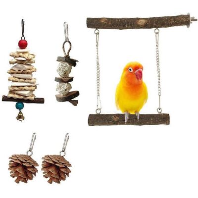 ZEVE Lot De 5 Balançoires En Bois Colorées Pour Perruches, Jouets À Suspendre Pour Les Molaires. Publicité ZEVE Lot De 5 Balançoires En Bois Colorées Pour Perruches, Jouets À Suspendre Pour Les Molaires. Publicité