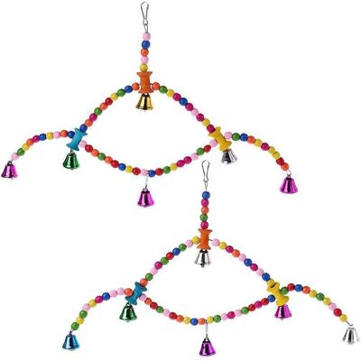ALLAUVE Balançoire Pour Oiseaux, Perchoir En Bois, Jouet, Échelle Pour Perroquet, Perles En Bois Colorées Pour Petits Oiseaux - Publicité ALLAUVE Balançoire Pour Oiseaux, Perchoir En Bois, Jouet, Échelle Pour Perroquet, Perles En Bois Colorées Pour Petits Oiseaux - Publicité
