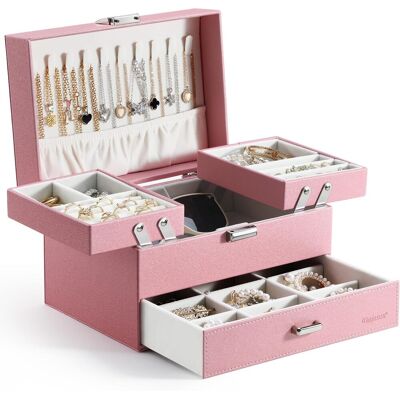 OEM Boite Bijoux Élégante, Boîte À Bijoux, 3 Couches Grande Coffret A Bijoux Avec Support Métallique Mobile, Boite Cadeau Bijoux Pour Saint Valentin, Noël, Nouvel An, Fête Des Mères (rose) - Publicité OEM Boite Bijoux Élégante, Boîte À Bijoux, 3 Couches Grande Coffret A Bijoux Avec Support Métallique Mobile, Boite Cadeau Bijoux Pour Saint Valentin, Noël, Nouvel An, Fête Des Mères (rose) - Publicité