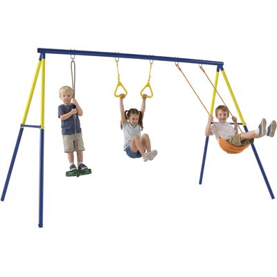 RCBBETT ZA SAS Portique Balancoire Exterieur Enfants 3-en-1. Siège De Balancelle. 2 Anneaux Gymnastique Et Balançoire À Disque - Publicité RCBBETT ZA SAS Portique Balancoire Exterieur Enfants 3-en-1. Siège De Balancelle. 2 Anneaux Gymnastique Et Balançoire À Disque - Publicité