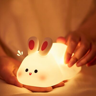 OEM Veilleuse Bebe Bunny Avec 7 Changements De Lumière Contrôle De Tap Recharge Usb Fonction Minuterie Lampe De Chevet Pour Chambre D'Enfant Cadeau Jouet Veilleuse En Silicone Pour Enfant-dou - Publicité OEM Veilleuse Bebe Bunny Avec 7 Changements De Lumière Contrôle De Tap Recharge Usb Fonction Minuterie Lampe De Chevet Pour Chambre D'Enfant Cadeau Jouet Veilleuse En Silicone Pour Enfant-dou - Publicité