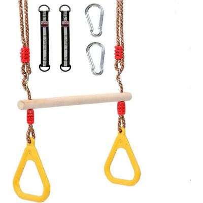S-GIANT Balançoire Trapèze Multifonction En Bois Pour Enfants Avec Anneaux En Plastique - Charge Maximale : 120 Kg - Pour L'Intérieur Et L'Extér (jaune) - Publicité S-GIANT Balançoire Trapèze Multifonction En Bois Pour Enfants Avec Anneaux En Plastique - Charge Maximale : 120 Kg - Pour L'Intérieur Et L'Extér (jaune) - Publicité