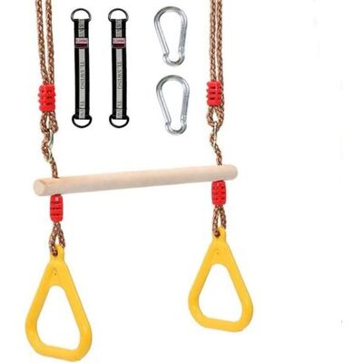 AIRSTRA Balançoire Trapèze Multifonction En Bois Pour Enfants Avec Anneaux En Plastique - Charge Maximale : 200 Kg - Pour L'Intérieur Et L'Extér (jaune) - Publicité AIRSTRA Balançoire Trapèze Multifonction En Bois Pour Enfants Avec Anneaux En Plastique - Charge Maximale : 200 Kg - Pour L'Intérieur Et L'Extér (jaune) - Publicité