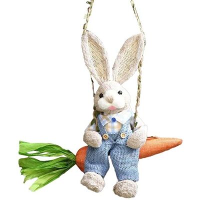 OEM Figurine De Lapin De Paille De Pâques, Sur Une Balançoire En Carotte, B - Publicité OEM Figurine De Lapin De Paille De Pâques, Sur Une Balançoire En Carotte, B - Publicité
