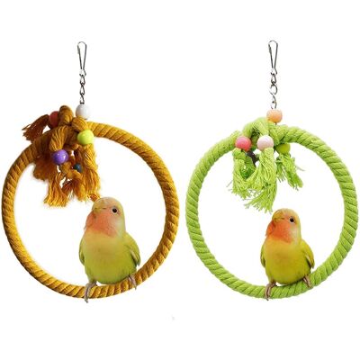 AQUAFORGE Lot De 2 Anneaux De Corde Pour Balançoire À Oiseaux, Perchoirs Pour Perroquets En Cage, Jouets Suspendus Résistants Aux Morsures, Support Pour Oiseaux - Publicité AQUAFORGE Lot De 2 Anneaux De Corde Pour Balançoire À Oiseaux, Perchoirs Pour Perroquets En Cage, Jouets Suspendus Résistants Aux Morsures, Support Pour Oiseaux - Publicité