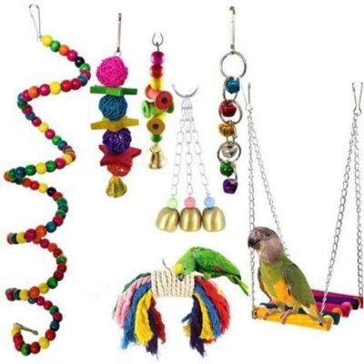 Bunthaus 7 Pcs Perroquet Jouets Suspendus, Oiseau Perroquet Jouets Oiseau Suspendu Cloche Jouet Oiseau Balançoire Suspendu Jouet Cage À Oiseaux Jouets Pour Petits Perroquets, Aras, Perruches - Publicité Bunthaus 7 Pcs Perroquet Jouets Suspendus, Oiseau Perroquet Jouets Oiseau Suspendu Cloche Jouet Oiseau Balançoire Suspendu Jouet Cage À Oiseaux Jouets Pour Petits Perroquets, Aras, Perruches - Publicité