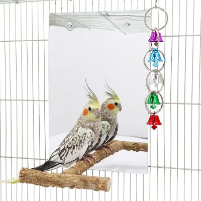 OEM 1 Jouet Miroir, Perchoir En Bois, Balançoire Avec Cloche, Acrylique Épaissi, Pour Perruches, Cockatiels - Publicité OEM 1 Jouet Miroir, Perchoir En Bois, Balançoire Avec Cloche, Acrylique Épaissi, Pour Perruches, Cockatiels - Publicité