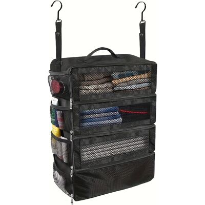 NO BRAND Sac De Rangement Suspendu À 4 Compartiments De Grande Capacité, Organiseur De Bagages De Voyage, Étagère De Voyage Suspendue Et Portable, Cubes De Rangement Pliables À Suspendre, Conçu Pour Être Utili - Publicité NO BRAND Sac De Rangement Suspendu À 4 Compartiments De Grande Capacité, Organiseur De Bagages De Voyage, Étagère De Voyage Suspendue Et Portable, Cubes De Rangement Pliables À Suspendre, Conçu Pour Être Utili - Publicité
