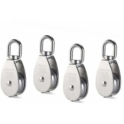OEM 4 Pièces M25 Seul Poulie Bloc, 304 Aciers Inoxydables Poulie Rouleau, Grue Pivot Crochet Lisse Fil Corde Câble Chargement 331lbs/150kg - Publicité OEM 4 Pièces M25 Seul Poulie Bloc, 304 Aciers Inoxydables Poulie Rouleau, Grue Pivot Crochet Lisse Fil Corde Câble Chargement 331lbs/150kg - Publicité