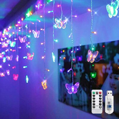 TOVBMUP Rideau Lumineux Flocon De Neige-papilloncouleur-8fonctionusbpaiement+télécommande - Publicité TOVBMUP Rideau Lumineux Flocon De Neige-papilloncouleur-8fonctionusbpaiement+télécommande - Publicité
