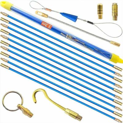 RUNXIZHOU Tire Fils D'Électricien 33 Cm – Lot De 10 Baguettes En Fibre De Verre – Résistantes À La Rouille – Inclus Crochet Et Rallonge Flexible – - Publicité RUNXIZHOU Tire Fils D'Électricien 33 Cm – Lot De 10 Baguettes En Fibre De Verre – Résistantes À La Rouille – Inclus Crochet Et Rallonge Flexible – - Publicité