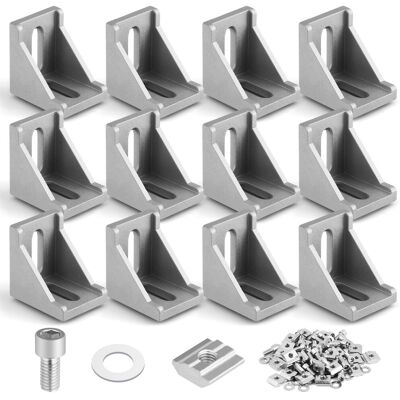 RUNXIZHOU 12 Pcs Equerre De Fixation En Aluminium, Equerre Metal Perforées 3030, Equerre De Fixation Angle Droit Support En Forme De L Avec Écrous Vis, Équerre De Coin Pour Fixation Et Réparation Meuble - Publicité RUNXIZHOU 12 Pcs Equerre De Fixation En Aluminium, Equerre Metal Perforées 3030, Equerre De Fixation Angle Droit Support En Forme De L Avec Écrous Vis, Équerre De Coin Pour Fixation Et Réparation Meuble - Publicité