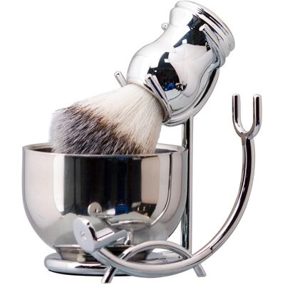 OEM Kit De Rasage Deluxe Pour Hommes, 3 En 1 Set De Rasage Comprend Brosse À Raser, Bol De Rasage En Acier Inoxydable Et Porte-rasoir Et Brosse, Set Argent - Publicité OEM Kit De Rasage Deluxe Pour Hommes, 3 En 1 Set De Rasage Comprend Brosse À Raser, Bol De Rasage En Acier Inoxydable Et Porte-rasoir Et Brosse, Set Argent - Publicité