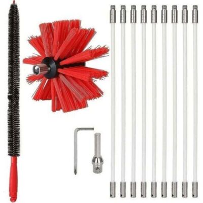 OEM Kit De Ramonde Cheminée Professionnel 3.6m - Brosse De Nettoyde Cheminée En Nylon Réglable 100mm - Conduits 9 Tiges - Publicité OEM Kit De Ramonde Cheminée Professionnel 3.6m - Brosse De Nettoyde Cheminée En Nylon Réglable 100mm - Conduits 9 Tiges - Publicité