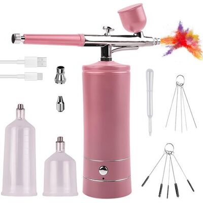 SANS MARQUE Kit Aérographe Portable Rechargeable Avec Brosse, Mini Aérographe Avec Compresseur Pour Décoration D'Ongles, Maquillage, Tatouage, Modélisation De Modèle, Rose - Publicité SANS MARQUE Kit Aérographe Portable Rechargeable Avec Brosse, Mini Aérographe Avec Compresseur Pour Décoration D'Ongles, Maquillage, Tatouage, Modélisation De Modèle, Rose - Publicité