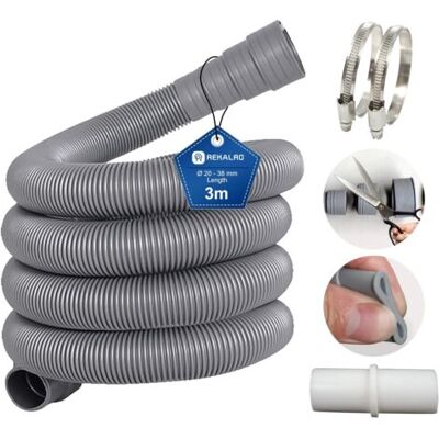 ABYSSE Tuyau D'Évacuation D'Eau Sale 3 M – Flexible 20 Mm – Raccord Et 2 Colliers De Serrage En Acier Inoxydable – Compatible Lave-linge Et Lave-vaisselle - Publicité ABYSSE Tuyau D'Évacuation D'Eau Sale 3 M – Flexible 20 Mm – Raccord Et 2 Colliers De Serrage En Acier Inoxydable – Compatible Lave-linge Et Lave-vaisselle - Publicité
