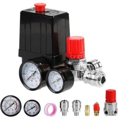 SCORPIO 220v Pressostat Compresseur D'Air 4 Trous Regulateur De Pression Pour Air Compresseur Avec Manomètre Soupape De Sécurité Raccords 90-120 Psi Valve De Contrôle Du Pressostat Du Compresseur D'Air - Publicité SCORPIO 220v Pressostat Compresseur D'Air 4 Trous Regulateur De Pression Pour Air Compresseur Avec Manomètre Soupape De Sécurité Raccords 90-120 Psi Valve De Contrôle Du Pressostat Du Compresseur D'Air - Publicité