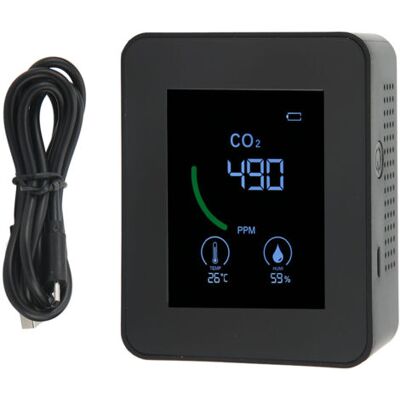 ABYSSE Détecteur De Dioxyde De Carbone, Chargement Usb, Capteur Tvoc, Moniteur De Qualité De L'Air À Semi-conducteurs Avec Mesure De La Température Et De L'Humidité, Noir - Publicité ABYSSE Détecteur De Dioxyde De Carbone, Chargement Usb, Capteur Tvoc, Moniteur De Qualité De L'Air À Semi-conducteurs Avec Mesure De La Température Et De L'Humidité, Noir - Publicité