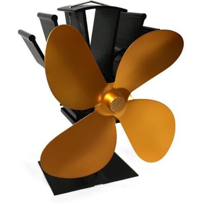 ABYSSE Ventilateur Pour Poêle À Bois Hot Blast À 4 Pales, Économie De Combustible, Chauffage Écologique (or) - Publicité ABYSSE Ventilateur Pour Poêle À Bois Hot Blast À 4 Pales, Économie De Combustible, Chauffage Écologique (or) - Publicité