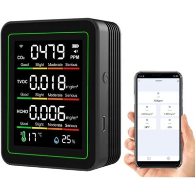 SCORPIO Moniteur Intelligent De Qualité De L'Air 5 En 1 : Wifi Intérieur Qualité De L'Air, Compteur Détecte Tvoc, Co2, Hcho, Température Et Humidité, Pour La Maison Et Le Bureau Avec Contrôle De L'Application - Publicité SCORPIO Moniteur Intelligent De Qualité De L'Air 5 En 1 : Wifi Intérieur Qualité De L'Air, Compteur Détecte Tvoc, Co2, Hcho, Température Et Humidité, Pour La Maison Et Le Bureau Avec Contrôle De L'Application - Publicité