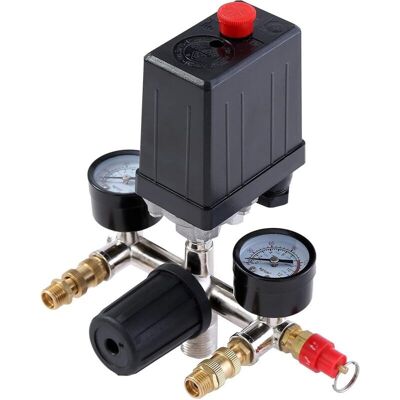 MOXIE Pressostat De Compresseur D'Air G1/4" Avec Double Sorties Et Régulateur De Jauges De Soupape De Sécurité - Publicité MOXIE Pressostat De Compresseur D'Air G1/4" Avec Double Sorties Et Régulateur De Jauges De Soupape De Sécurité - Publicité
