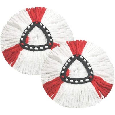 Melissa Lot De 2 Têtes De Vadrouille Compatibles Avec La Tête De Rechange Vileda 2 En 1 Turbo Mop, Microfibre, Rouge, Blanc. Publicité Melissa Lot De 2 Têtes De Vadrouille Compatibles Avec La Tête De Rechange Vileda 2 En 1 Turbo Mop, Microfibre, Rouge, Blanc. Publicité