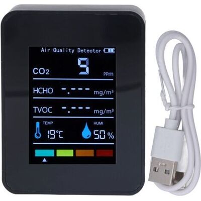 SCORPIO Détecteur De Dioxyde De Carbone Co2 Noir Lcd Tvoc Hcho, Moniteur De Température Et D'Humidité De La Qualité De L'Air - Publicité SCORPIO Détecteur De Dioxyde De Carbone Co2 Noir Lcd Tvoc Hcho, Moniteur De Température Et D'Humidité De La Qualité De L'Air - Publicité