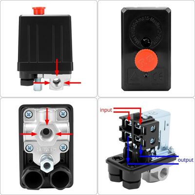 SANS MARQUE ® 4 Voies Pressostat Compresseur D'Air, Interrupteur De Pression 220v, Vanne De Contrôle Pour Compresseur D'Air - Publicité SANS MARQUE ® 4 Voies Pressostat Compresseur D'Air, Interrupteur De Pression 220v, Vanne De Contrôle Pour Compresseur D'Air - Publicité