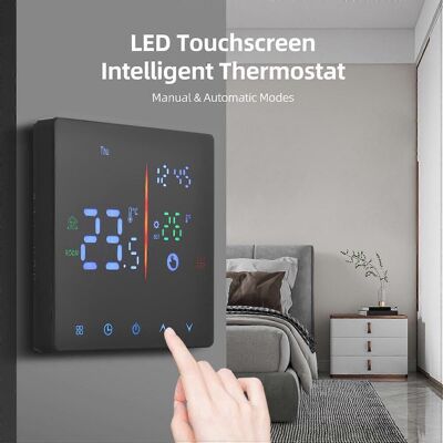 FLAMMKRAFT Thermostat Intelligent Pour La Maison, Programmable Hebdomadairement, Numérique, Modes Manuel Et Automatique, Écran Lcd. Publicité FLAMMKRAFT Thermostat Intelligent Pour La Maison, Programmable Hebdomadairement, Numérique, Modes Manuel Et Automatique, Écran Lcd. Publicité