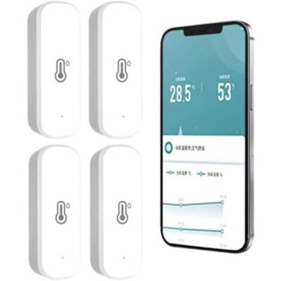 URSUS Lot De 4 Thermomètres Et Hygromètres Wi-fi Pour Intérieur, Capteur De Température Et D'Humidité, Avec Notifications Et Stockage De Données Via Application. Publicité URSUS Lot De 4 Thermomètres Et Hygromètres Wi-fi Pour Intérieur, Capteur De Température Et D'Humidité, Avec Notifications Et Stockage De Données Via Application. Publicité