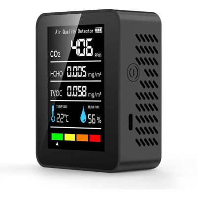 PELTOR Jeffergarden Détecteur De Formaldéhyde Capteur Tvoc Co2 Pm2.5 Température Humidité Testeur De Qualité De L'Air 5 En 1 Noir - Publicité PELTOR Jeffergarden Détecteur De Formaldéhyde Capteur Tvoc Co2 Pm2.5 Température Humidité Testeur De Qualité De L'Air 5 En 1 Noir - Publicité
