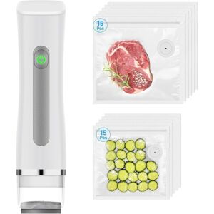 OEM Machine À Emballer Sous Vide Pour Aliments Avec 30 Sacs Sous Vide Réutilisables, Usb De Type C, Appareil De Mise Sous Vide Portable Pour La Cuisine, La Conservation Des Aliments, Compact Et Puissant - Publicité OEM Machine À Emballer Sous Vide Pour Aliments Avec 30 Sacs Sous Vide Réutilisables, Usb De Type C, Appareil De Mise Sous Vide Portable Pour La Cuisine, La Conservation Des Aliments, Compact Et Puissant - Publicité