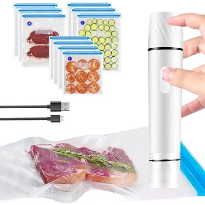 OEM Scelleur De Nourriture Sous Vide ,machine À Sceller Sous Vide,mini Machine À Emballer Sous Vide Électrique Rechargeable Avec 10 Sachets Réutilisables - Publicité OEM Scelleur De Nourriture Sous Vide ,machine À Sceller Sous Vide,mini Machine À Emballer Sous Vide Électrique Rechargeable Avec 10 Sachets Réutilisables - Publicité