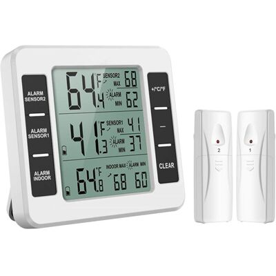 OEM Thermomètre De Frigo Congélateur, Thermomètre De Réfrigérateur Sans Fil Avec 2 Capteurs, Alarme Sonore, Min/max Pour Maison, Cuisine, Restaurant. Publicité OEM Thermomètre De Frigo Congélateur, Thermomètre De Réfrigérateur Sans Fil Avec 2 Capteurs, Alarme Sonore, Min/max Pour Maison, Cuisine, Restaurant. Publicité